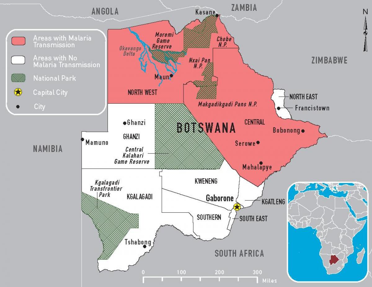 peta dari Botswana malaria